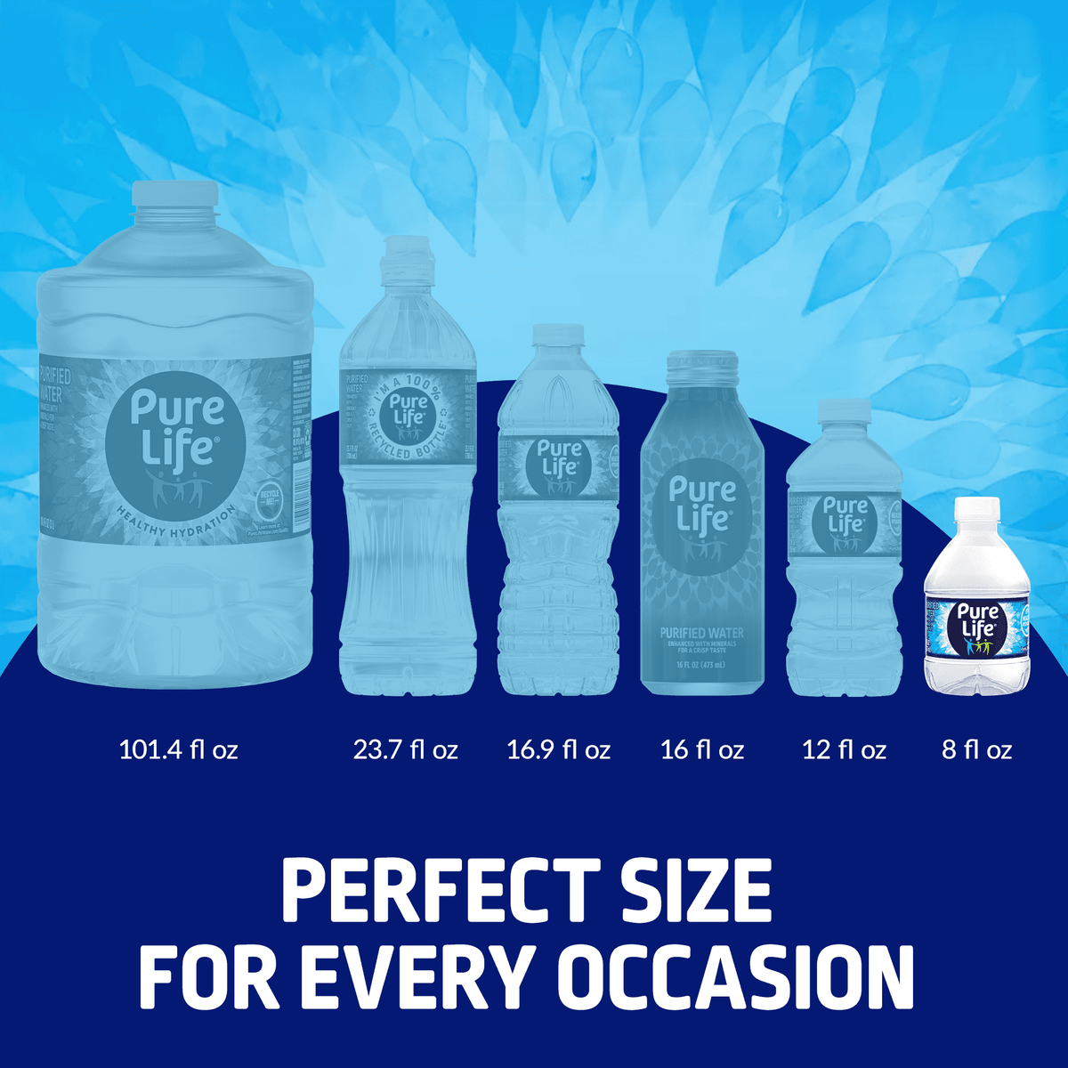 PURE LIFE Purified Bottled Water, 8 fl oz Mini Water Bottles, 90 Pack