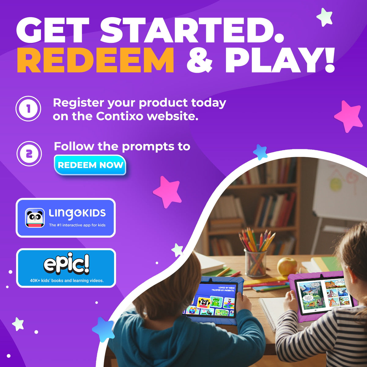 Contixo K102 Kids Tablets Bundle, Educational Tablets for Kids with Ca - My Store 2