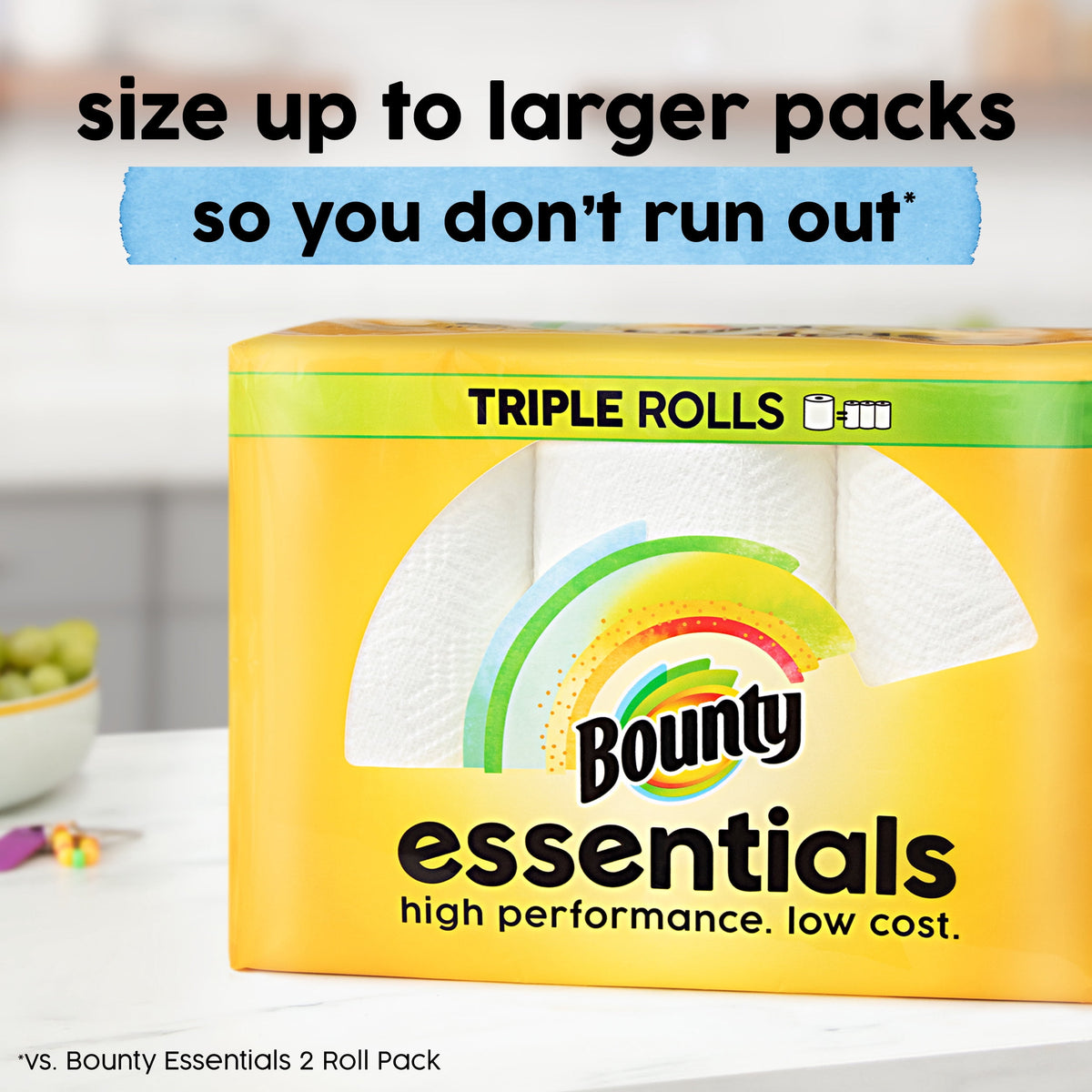 Bounty Essentials Select-A-Size Paper Towels, Double Rolls, White, 108