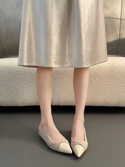 2026 New French Style Women Pointed Toe Shallow Flats, Autumn Winter Slip-on Pumps, Gentle Commute Shoes Matching Dresses,
