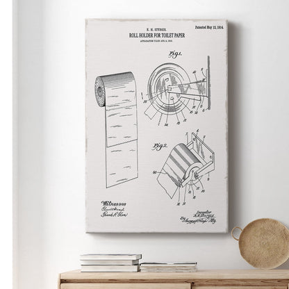 Toilet Paper Patent III Premium Gallery Wrapped Canvas - Ready to Hang
