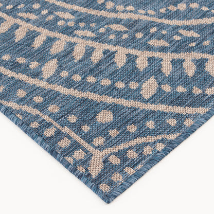Mainstays Global Medallion Blue Polypropylene Outdoor Area Rug, 6'6"x9