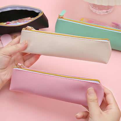 Toolix Leather Pen Pencil Case Cute Pencil Small Pen Bag Aesthetic Sta - My Store 2