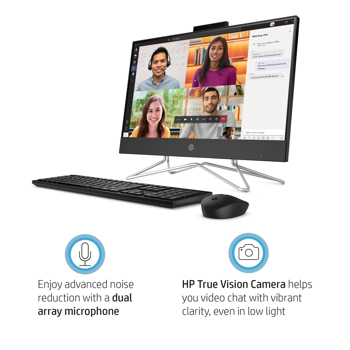 HP 22 All-in-One PC, Intel Pentium Silver J5040, 4GB RAM, 128GB SSD, J